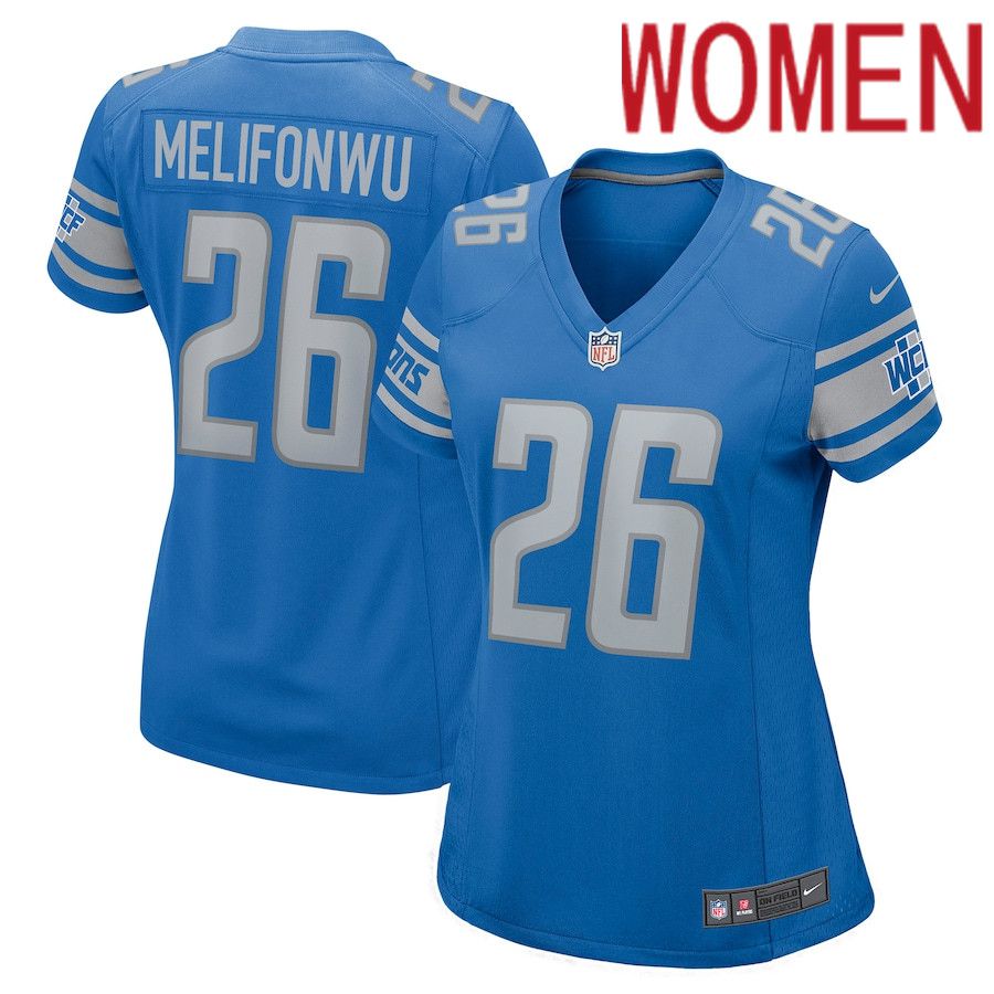 Women Detroit Lions #26 Ifeatu Melifonwu Nike Blue Nike Game NFL Jersey->women nfl jersey->Women Jersey